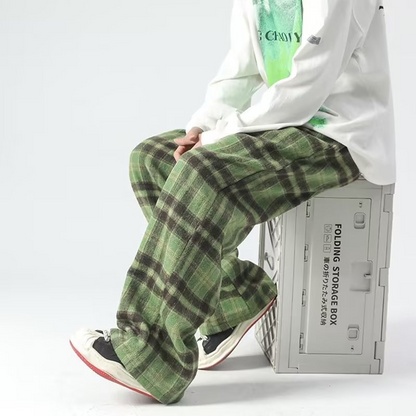 Knox Plaid Wide-Leg Joggers