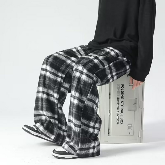 Knox Plaid Wide-Leg Joggers