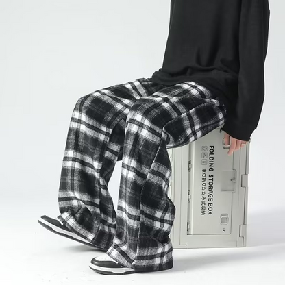 Knox Plaid Wide-Leg Joggers