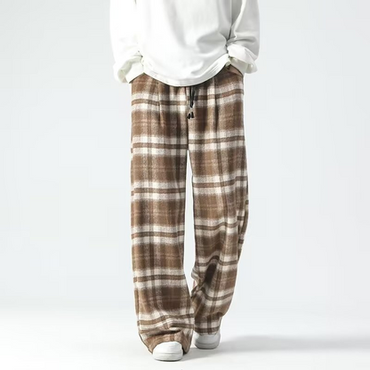 Knox Plaid Wide-Leg Joggers
