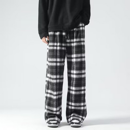 Knox Plaid Wide-Leg Joggers
